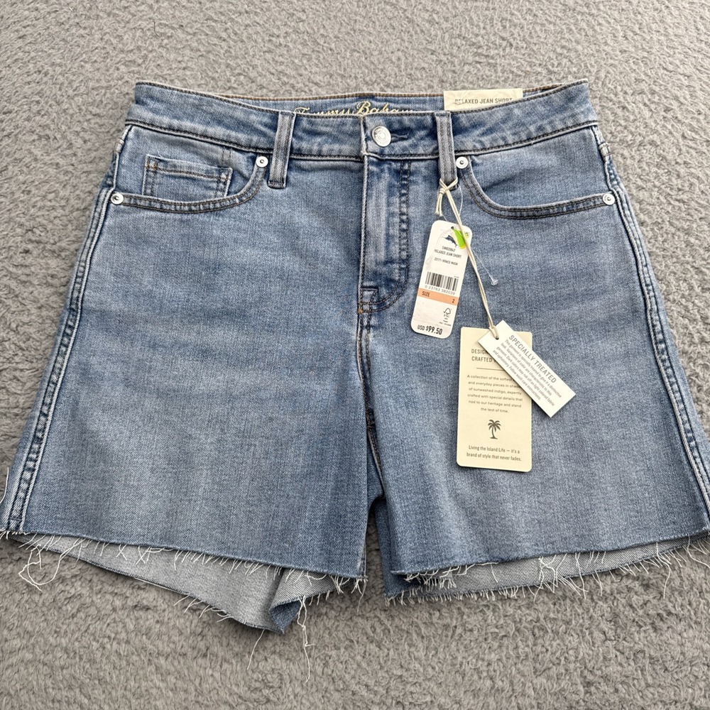 Tommy Bahama Relaxed Jean Shorts Womens 2 Indigo NWT Venice Wash Cut-Off Denim